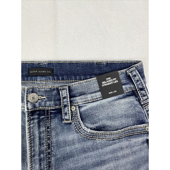 NEW Mens Silver Jeans Zac Men's 32x33 Relaxed Fit INDIGO Straight Leg Comfort - Picture 4 of 8